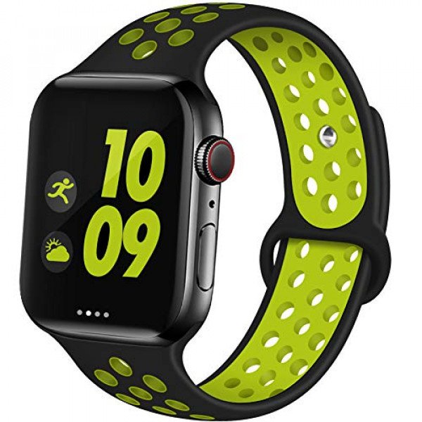 Wholesale Breathable Sport Strap Wristband Replacement for Apple Watch Series 9/8/7/6/5/4/3/2/1/SE - 41MM/40MM/38MM (Black Green)